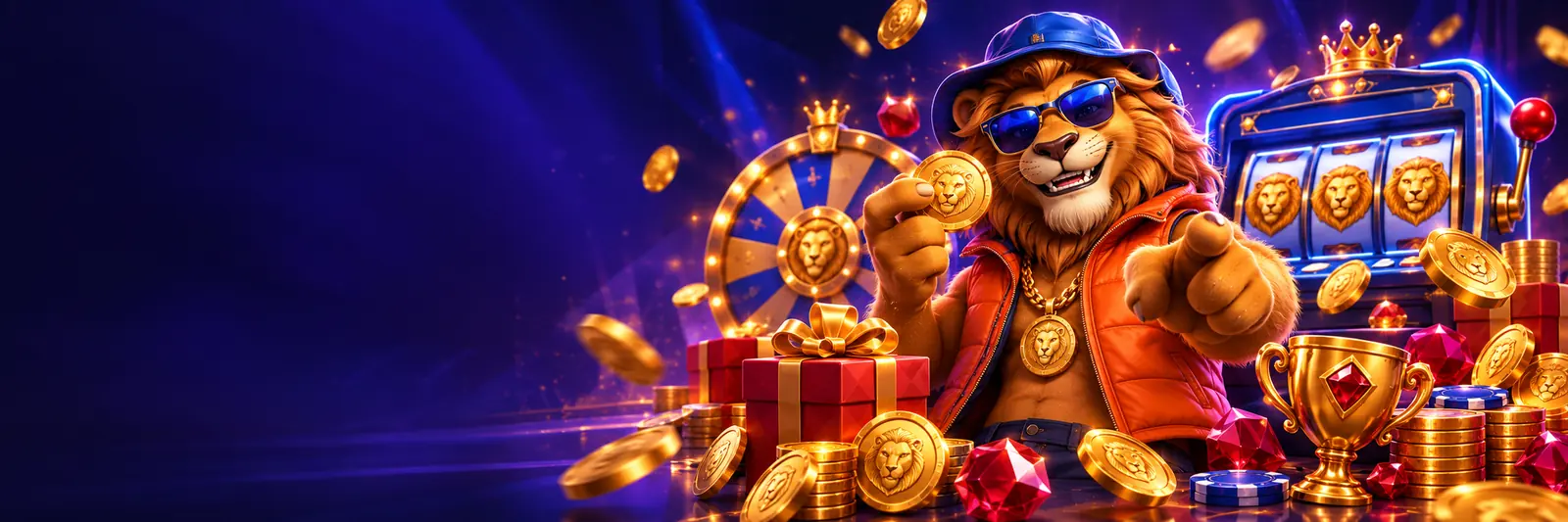 Nine Casino oroszlán kabalája aranyérmével és oroszlános nyerőgéppel – slotok